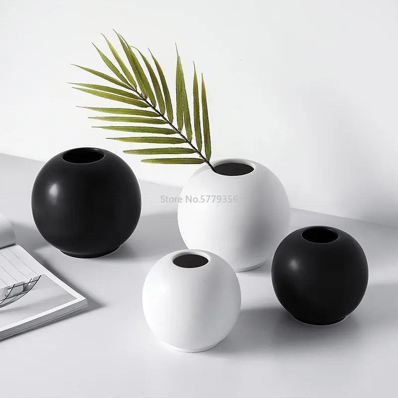 Nordic Spherical Vase | Ceramic Home Ornaments