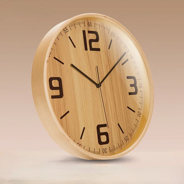 Modern simple solid wood wall clock wooden household living room clock creative art decoration silent quartz clock modern decor
