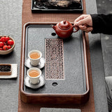 Serving Wooden Tea Tray Luxury Decorative Ceremony Office Tea Tray Pot Drip Chinese Drainage Long Saucer Bandejas Home Products