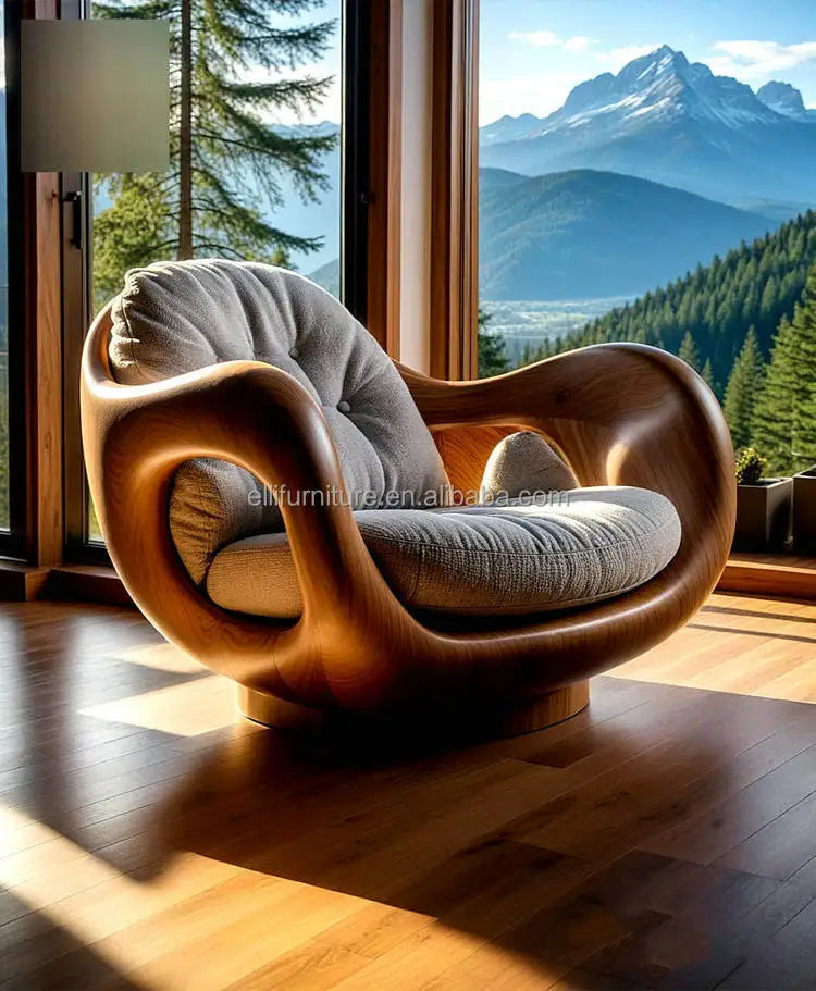 Luxury  Leather Sofa Chair | Ergonomic Solid Wood Accent chair