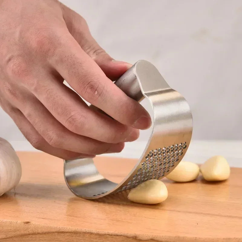 Stainless Steel Garlic Press | Multi-function Curved Slicer Chopper