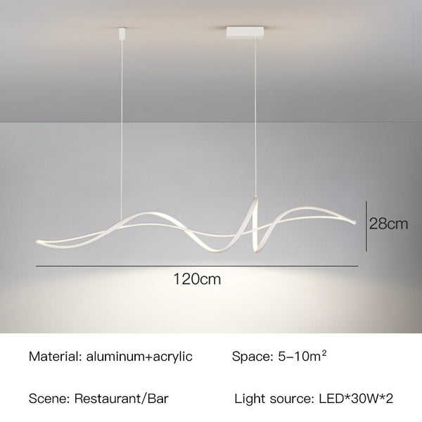 Modern Minimalism LED Pendant Lamp For Dining Room Kitchen Bar Living Room Bedroom Black Curve Chandelier Design Hanging Light