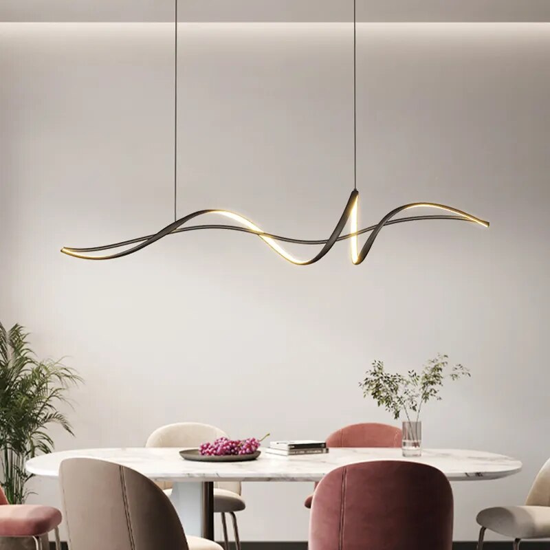 Modern LED Pendant Lamp | Black Curve Chandelier