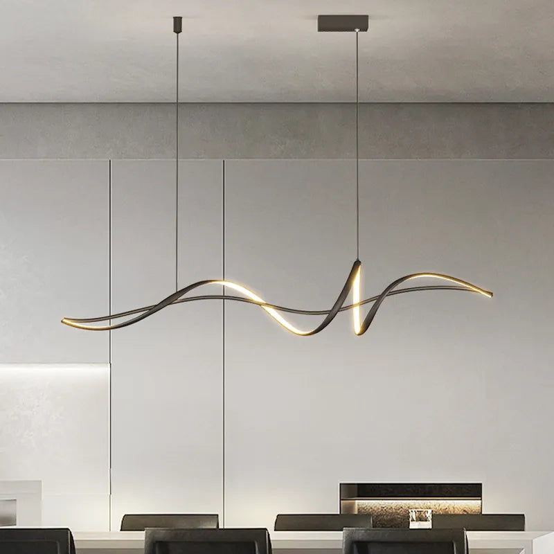 Modern LED Pendant Lamp | Black Curve Chandelier