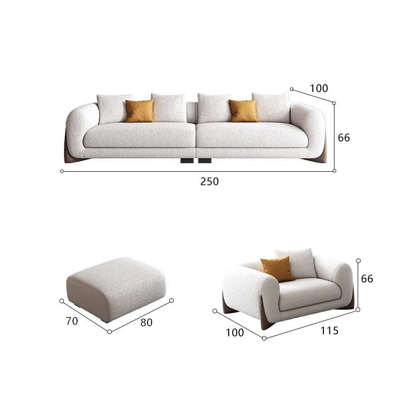 Fabric Sofa Italian Minimalist | Solid Wood Lamb's Wool Sofa