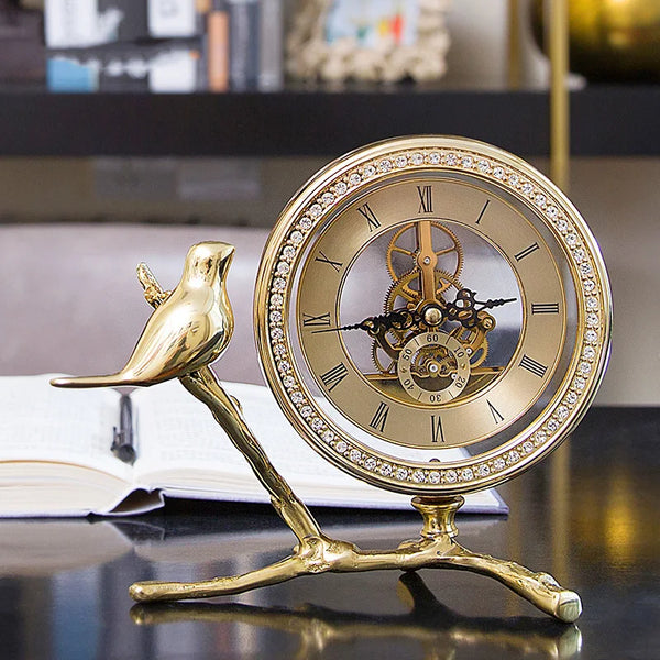 Bird Figurine Shaped Design Clock