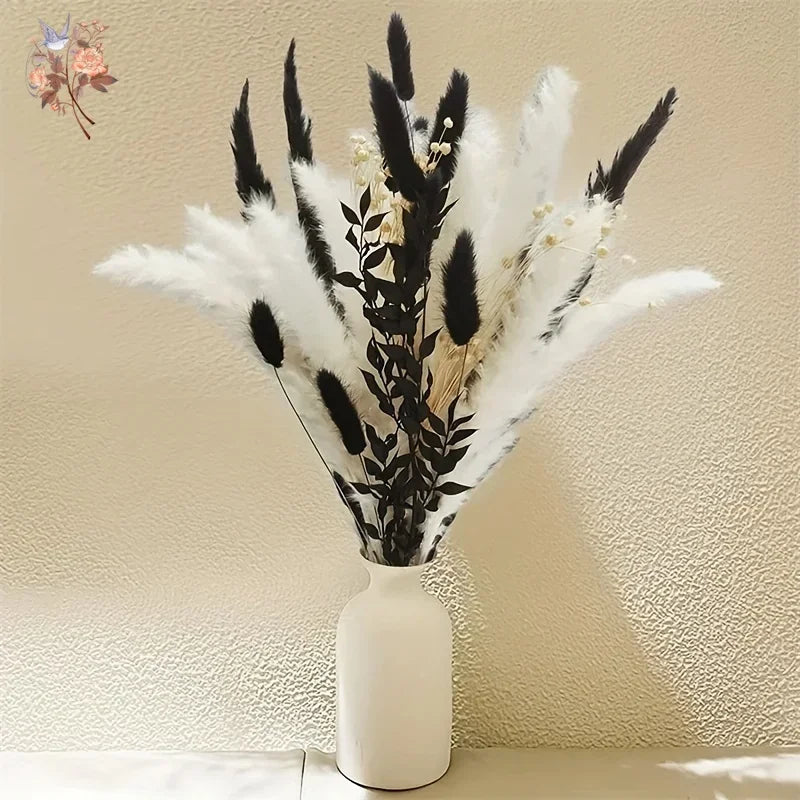 Dried Flower Bouquet | Black & White Pampas Grass