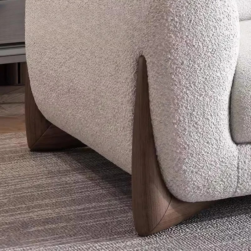 Fabric Sofa Italian Minimalist | Solid Wood Lamb's Wool Sofa