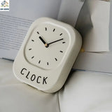 Korean Style Wall Clock Desk Cream White Iron Clock Wall Decoration for Bedside Table Living Room Home Desk Docor Room Decor