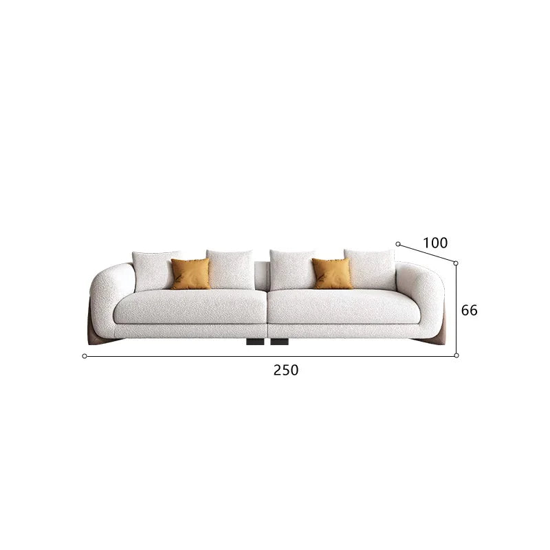 Fabric Sofa Italian Minimalist | Solid Wood Lamb's Wool Sofa