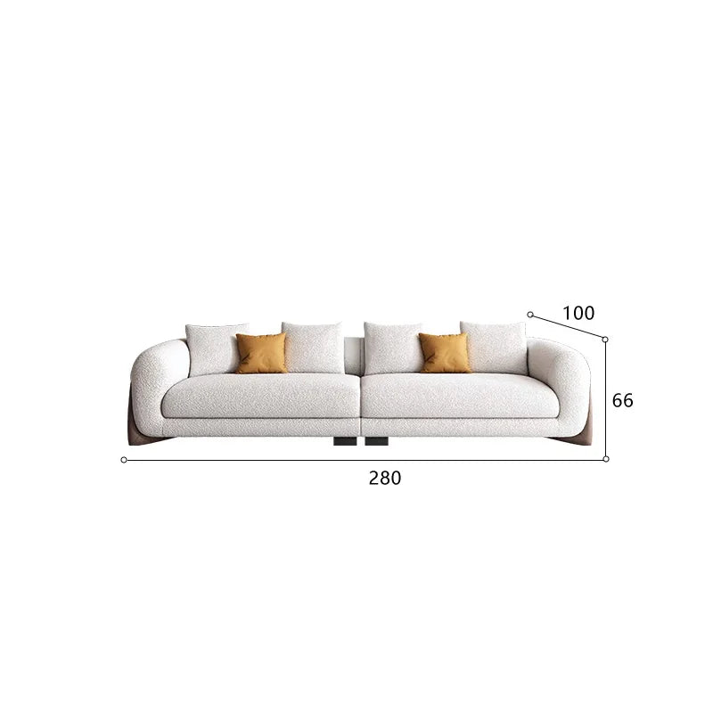 Fabric Sofa Italian Minimalist | Solid Wood Lamb's Wool Sofa