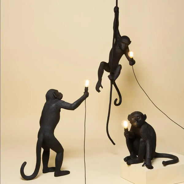 Loft Vintage Hemp Rope Monkey Pendant Light