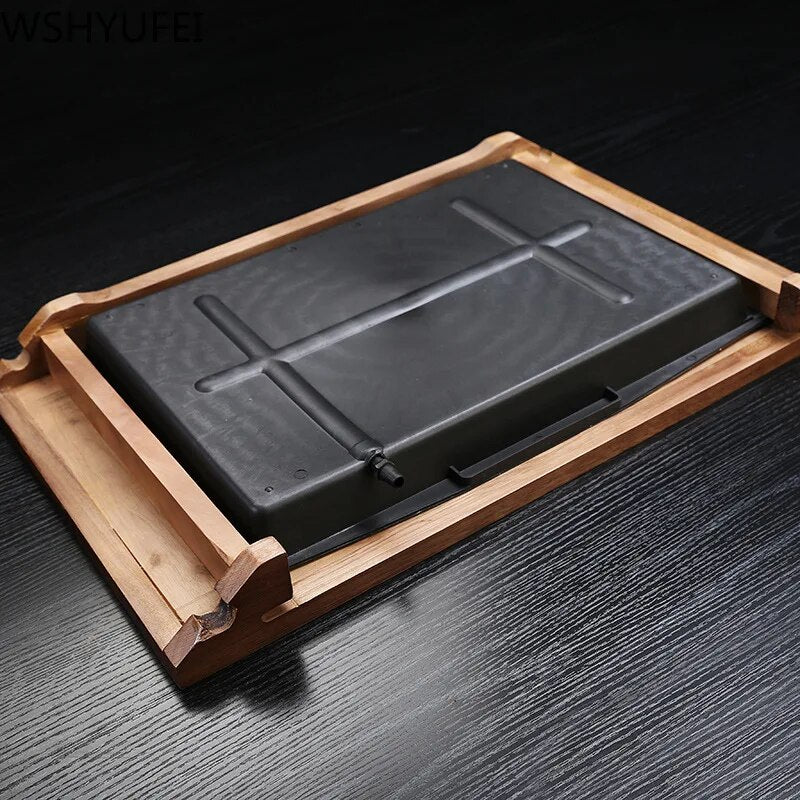 wooden black and brown tray