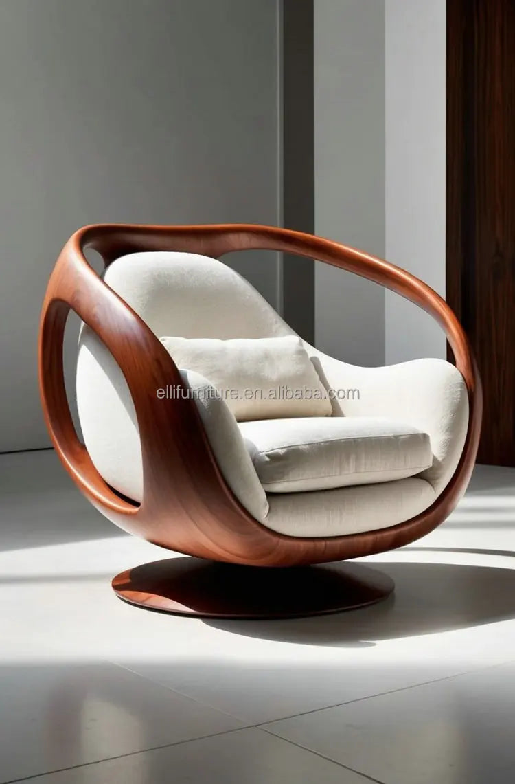 Luxury  Leather Sofa Chair | Ergonomic Solid Wood Accent chair