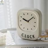 Korean Style Wall Clock Desk Cream White Iron Clock Wall Decoration for Bedside Table Living Room Home Desk Docor Room Decor