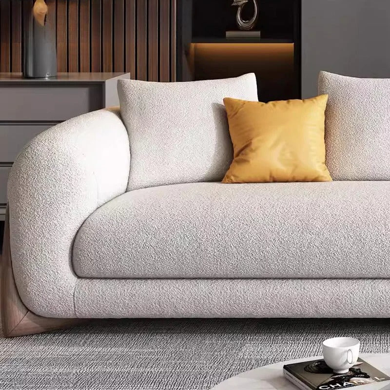 Fabric Sofa Italian Minimalist | Solid Wood Lamb's Wool Sofa
