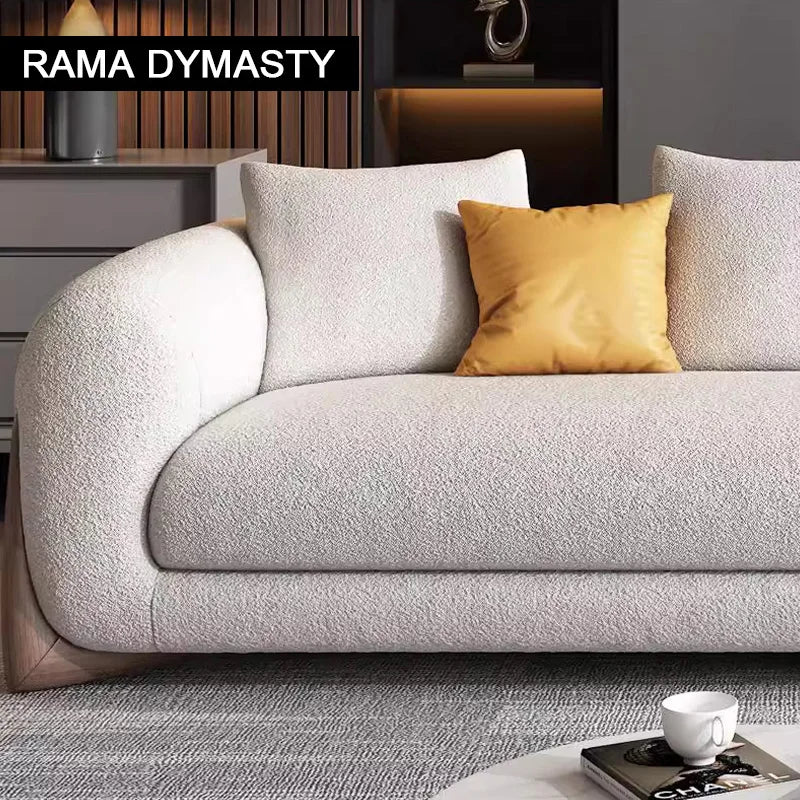 Fabric Sofa Italian Minimalist | Solid Wood Lamb's Wool Sofa