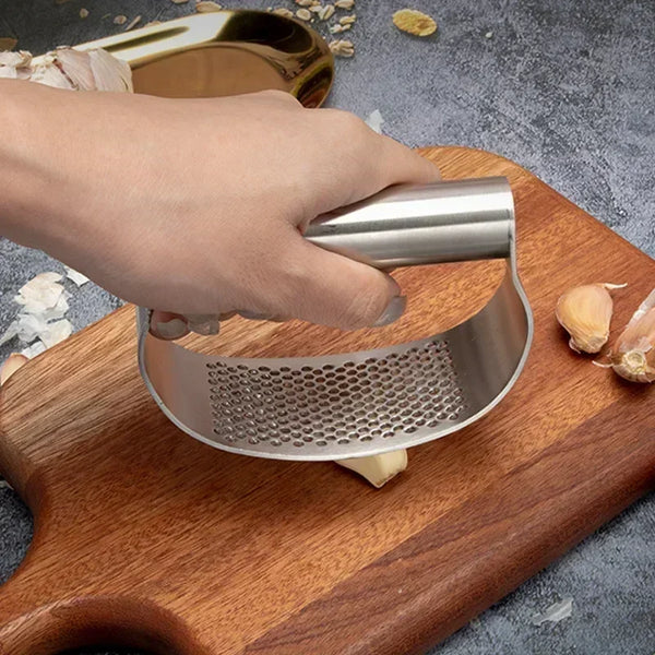 Stainless Steel Garlic Press | Multi-function Curved Slicer Chopper