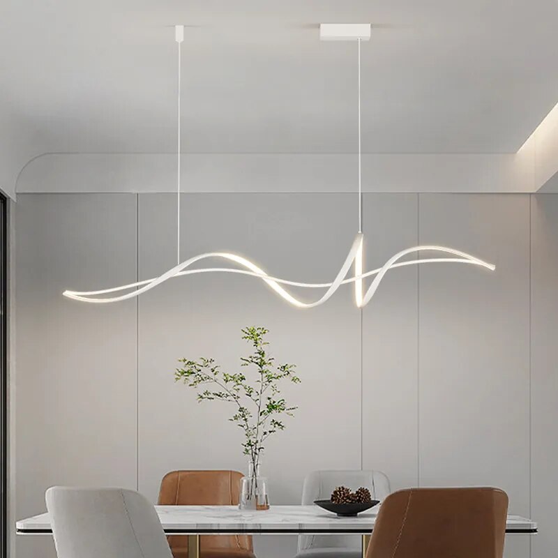 Modern LED Pendant Lamp | Black Curve Chandelier