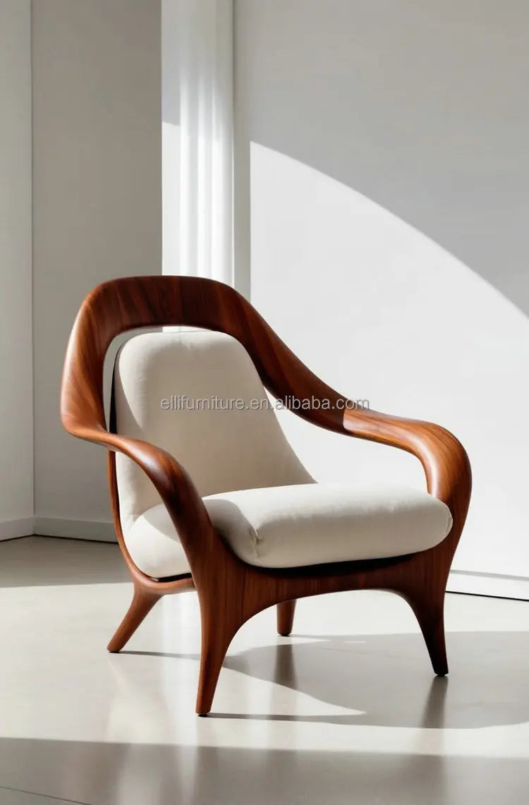 Luxury  Leather Sofa Chair | Ergonomic Solid Wood Accent chair