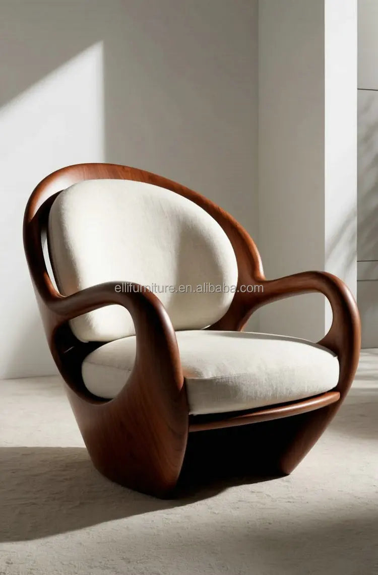 Luxury  Leather Sofa Chair | Ergonomic Solid Wood Accent chair
