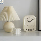 Korean Style Wall Clock Desk Cream White Iron Clock Wall Decoration for Bedside Table Living Room Home Desk Docor Room Decor