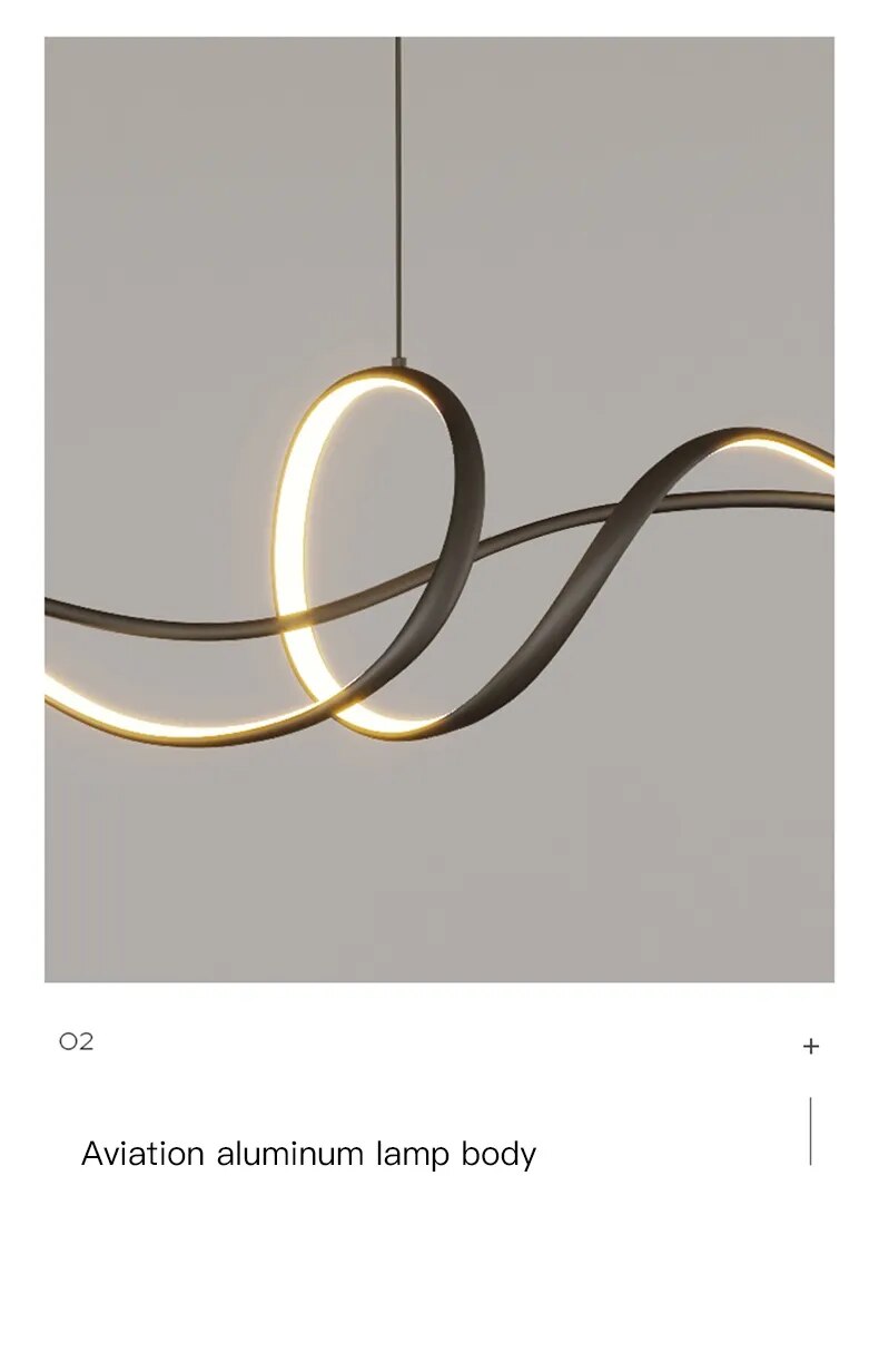 Modern LED Pendant Lamp | Black Curve Chandelier