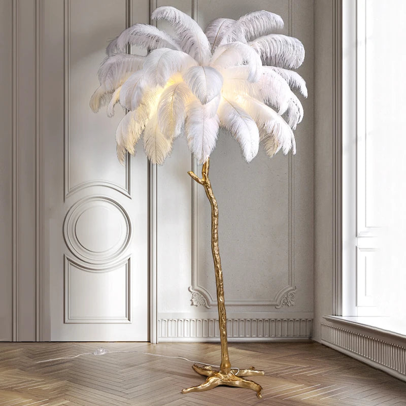 Nordic Ostrich Feather LED Floor Lamp | Elegant Home Lighting