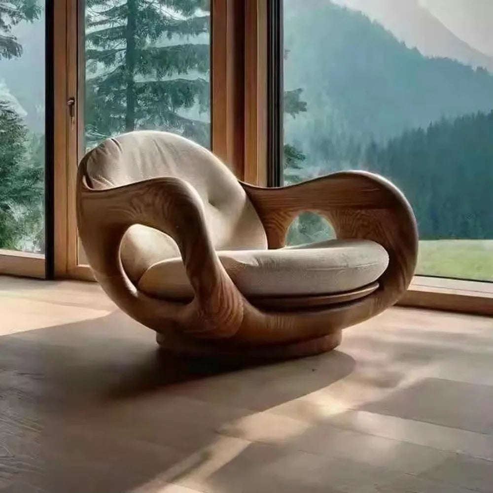 Luxury  Leather Sofa Chair | Ergonomic Solid Wood Accent chair