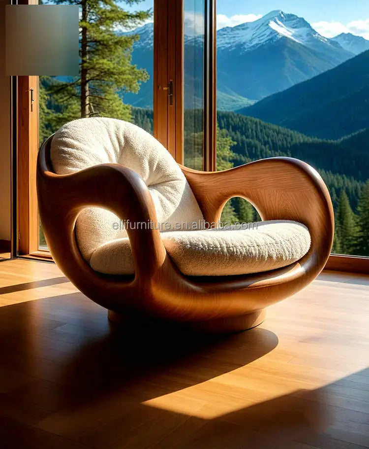Luxury  Leather Sofa Chair | Ergonomic Solid Wood Accent chair