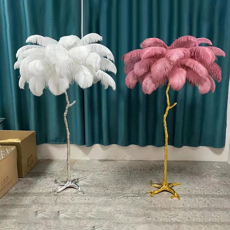 Nordic Ostrich Feather LED Floor Lamp | Elegant Home Lighting