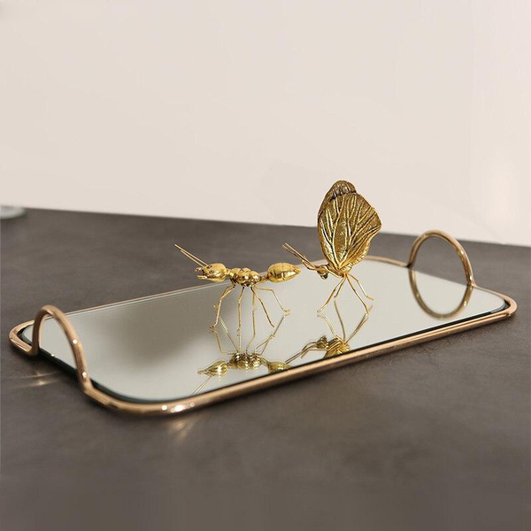 gold mirror serving tray