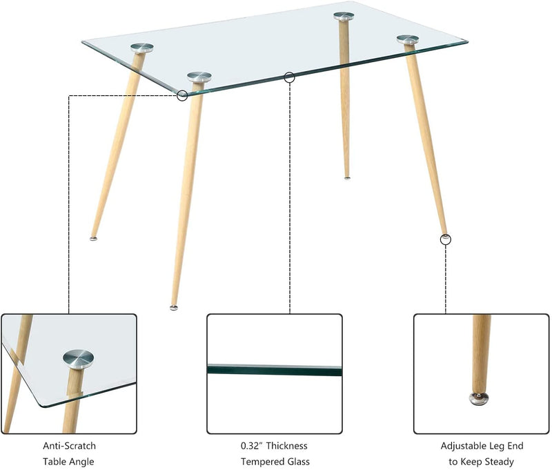 thickness and angle of table
