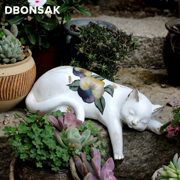 sleeping cat garden statue