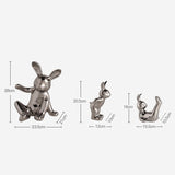 tri size view rabbit sculpture