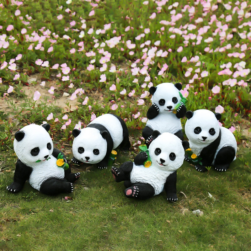 set of panda sculpture