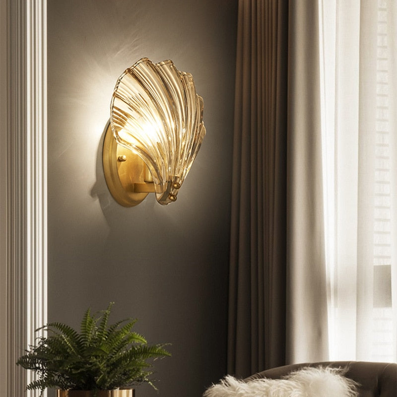 Glass shade wall lights