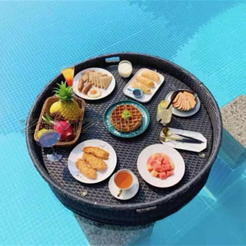 round shape table with breakfast 