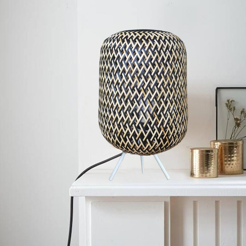 small rattan table lamp