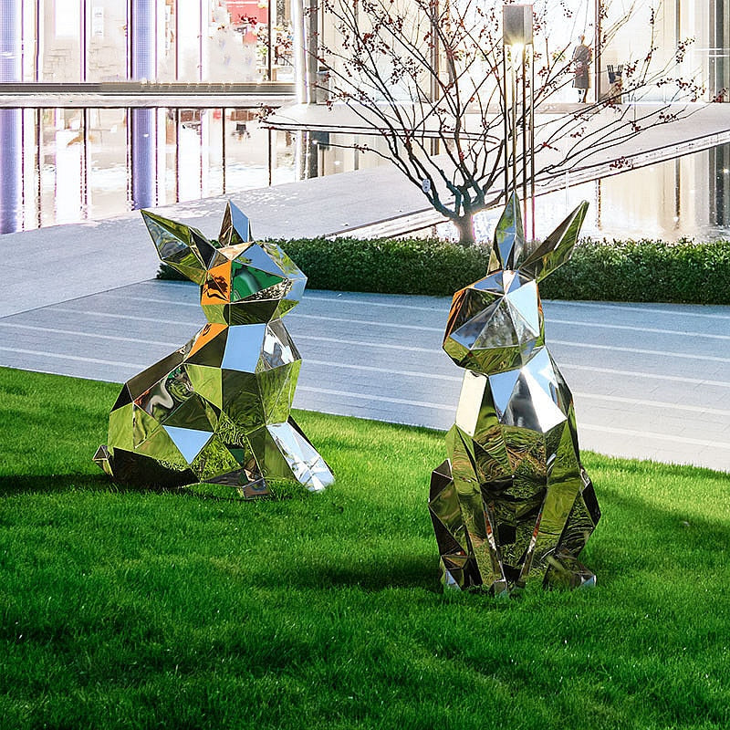 outdoor garden rabbit statues
