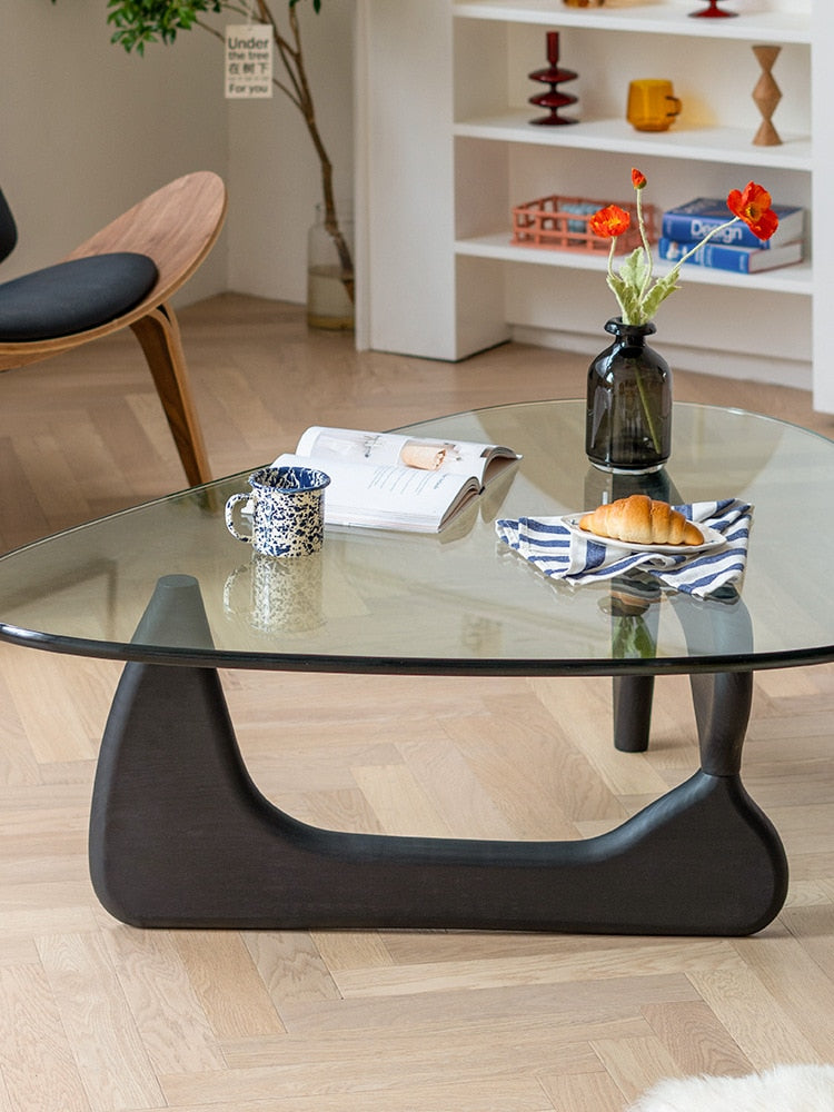 triangle glass coffee table