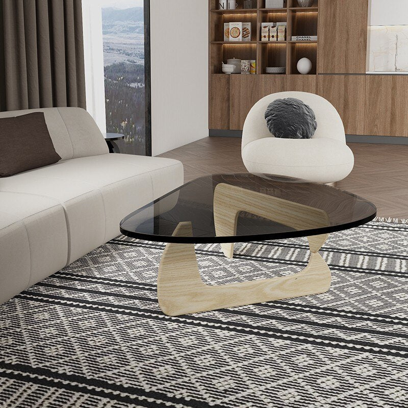 triangle glass coffee table