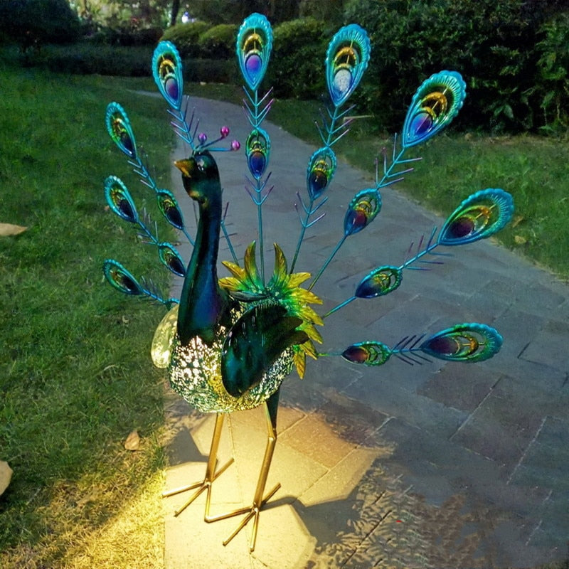 large metal peacock sculpture