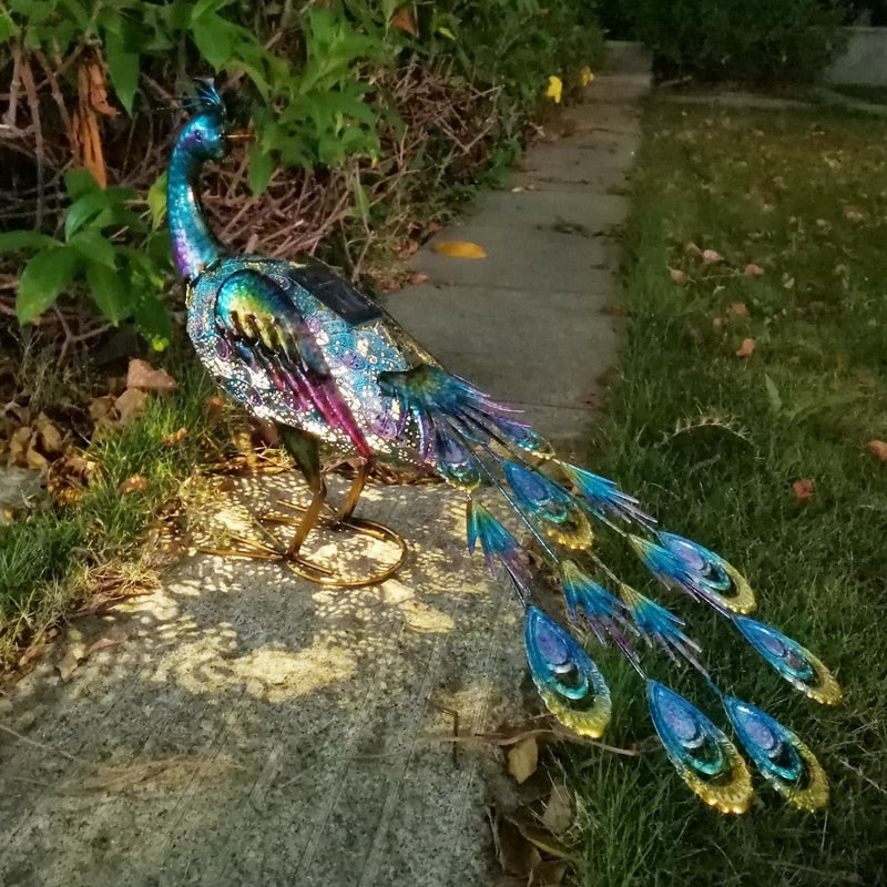 large metal peacock sculpture