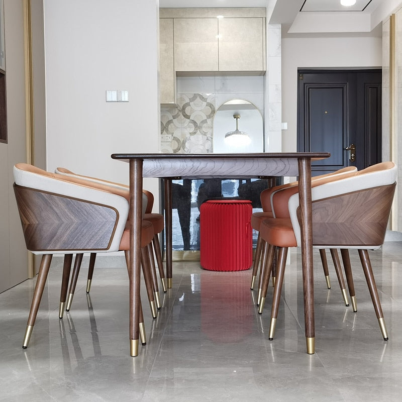 wooden dining table and chairs