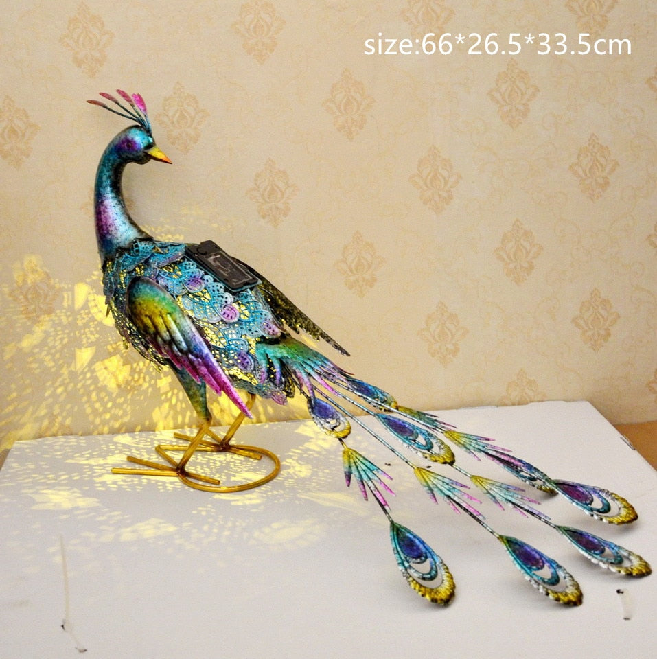 large metal peacock sculpture