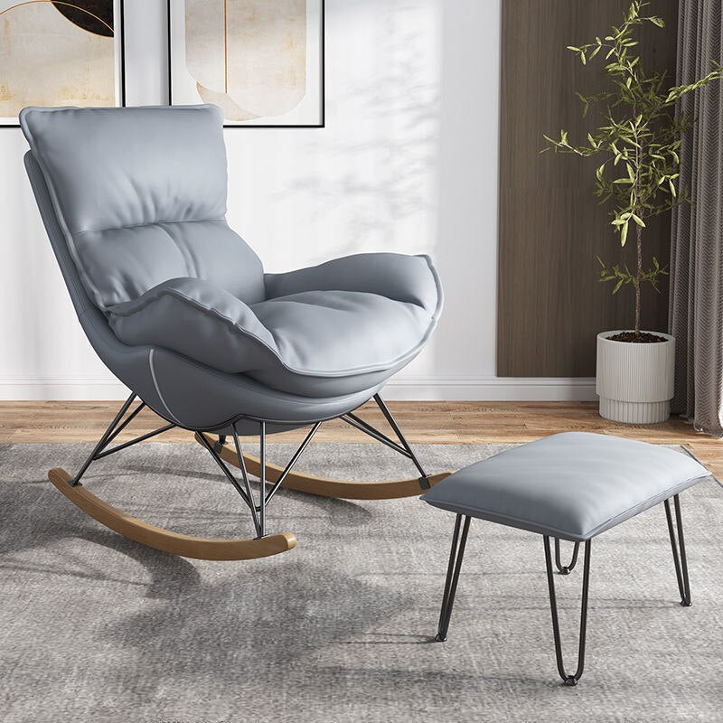 Grey leather best sale rocking chair