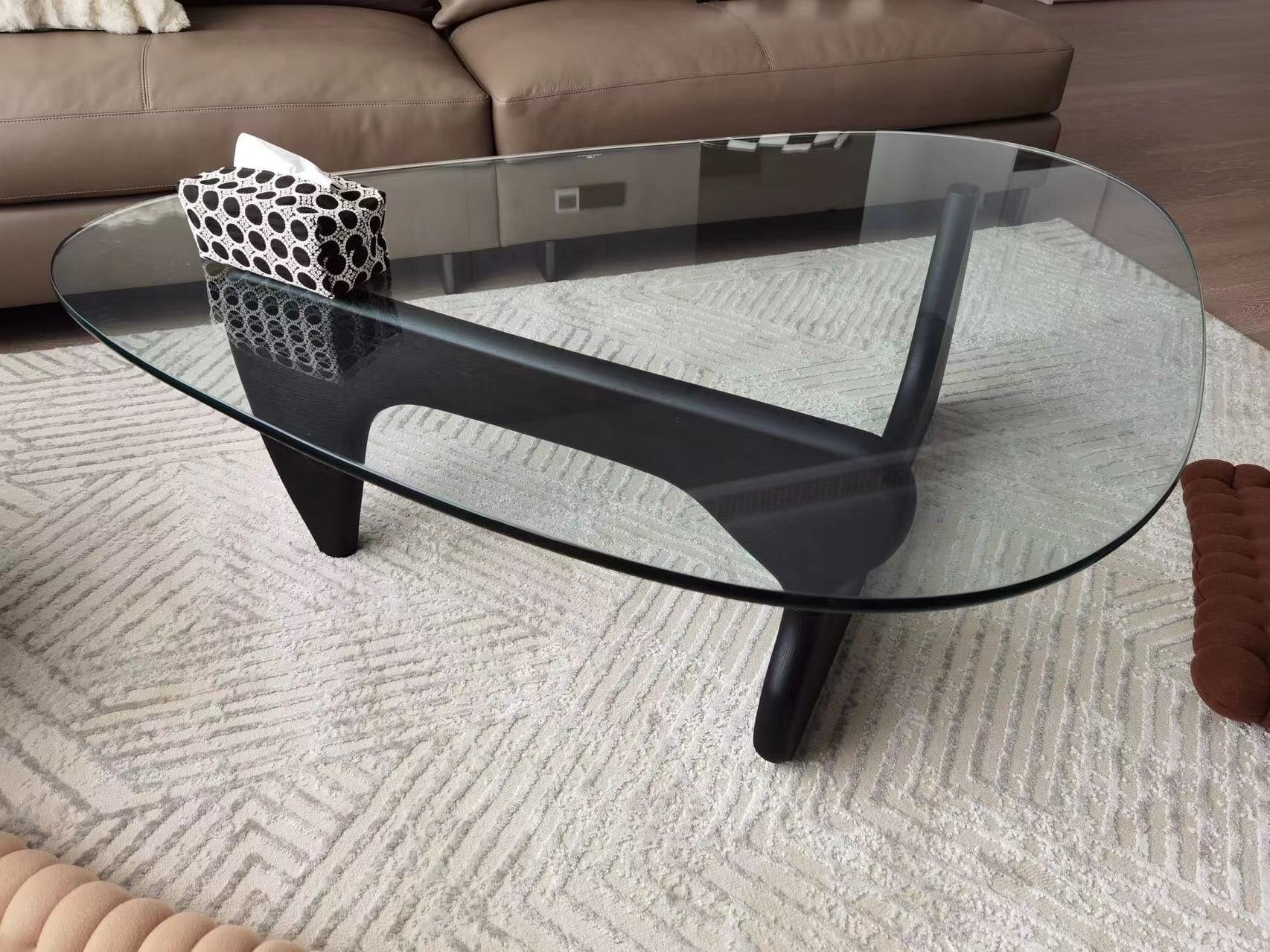 triangle glass coffee table