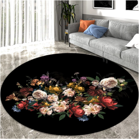 Colorful Flowers Round Rug