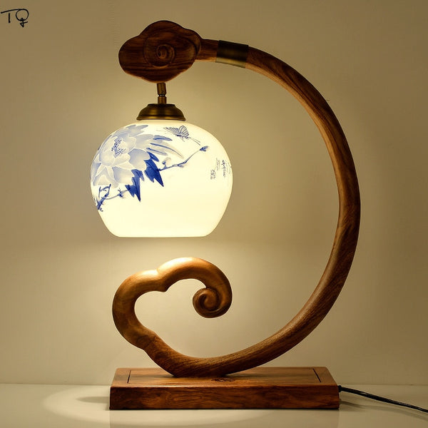 wooden base lamp